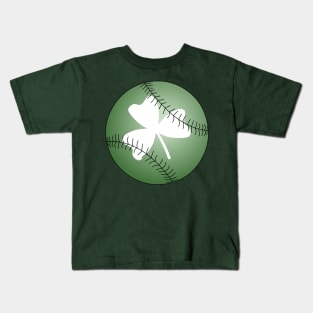 Baseball White Irish Shamrock Kids T-Shirt